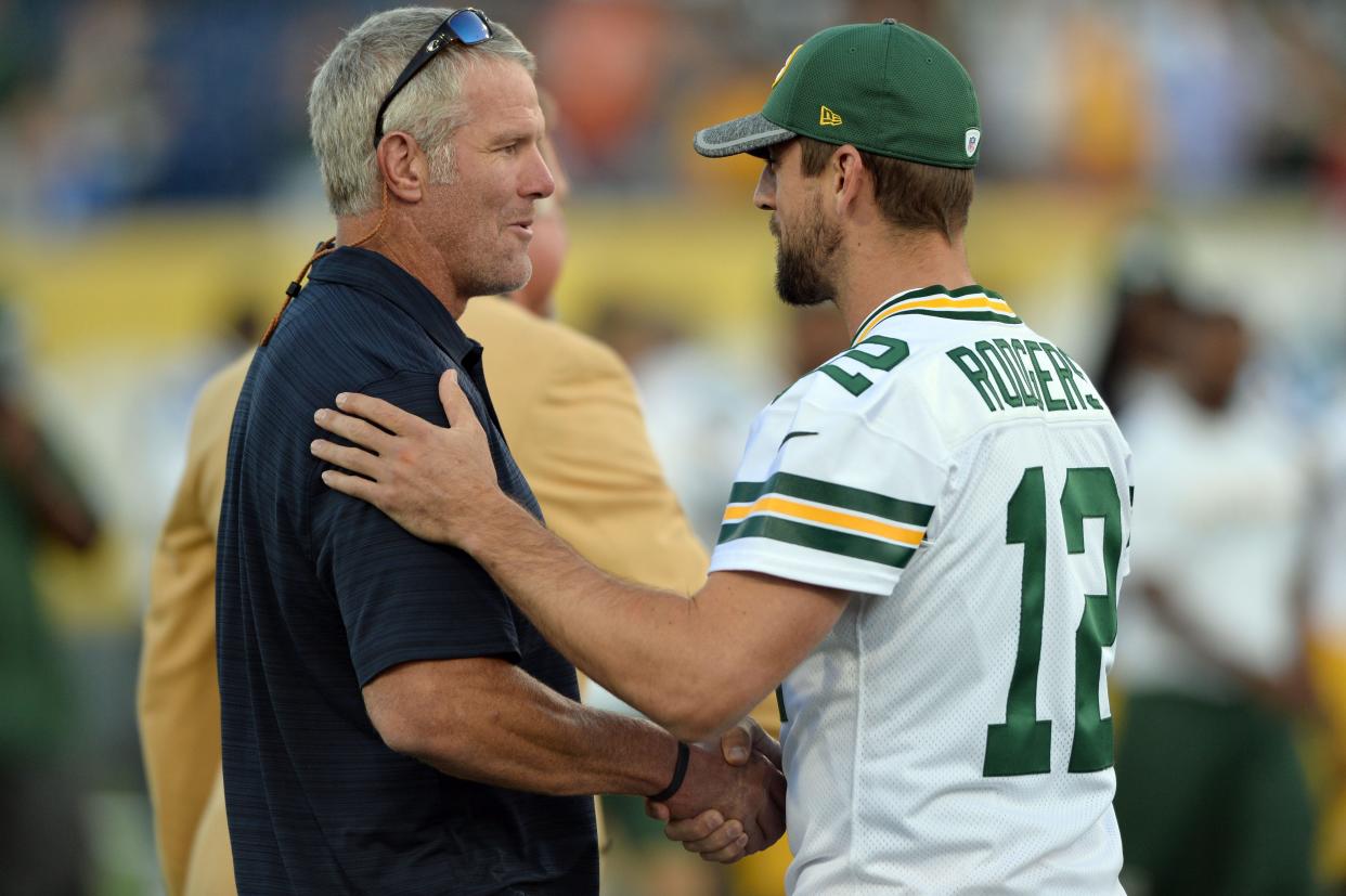 Brett Favre and Aaron Rodgers developed a camaraderie in the years after Favre left the Packers. According to an email itemizing donors, Rodgers gave Favre $10,000 on Favre's 50th birthday, money ostensibly used in the construction of a volleyball facility at the University of Southern Mississippi. Favre said it was his donors and not money misappropriated from the state of Mississippi that helped Favre fulfill his pledge to the university for construction.