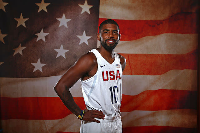 Nothing says Team USA quite like Kyrie Irving's bracelet. (Nathaniel S. Butler/Getty Images)