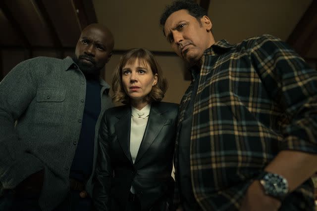 <p>Paramount+</p> Mike Colter, Katja Herbers, and Aasif Mandvi in 'Evil'