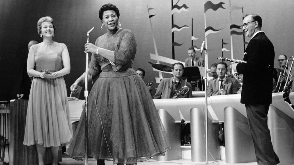 Ella Fitzgerald performs with Benny Goodman and his orchestra, 1950s
