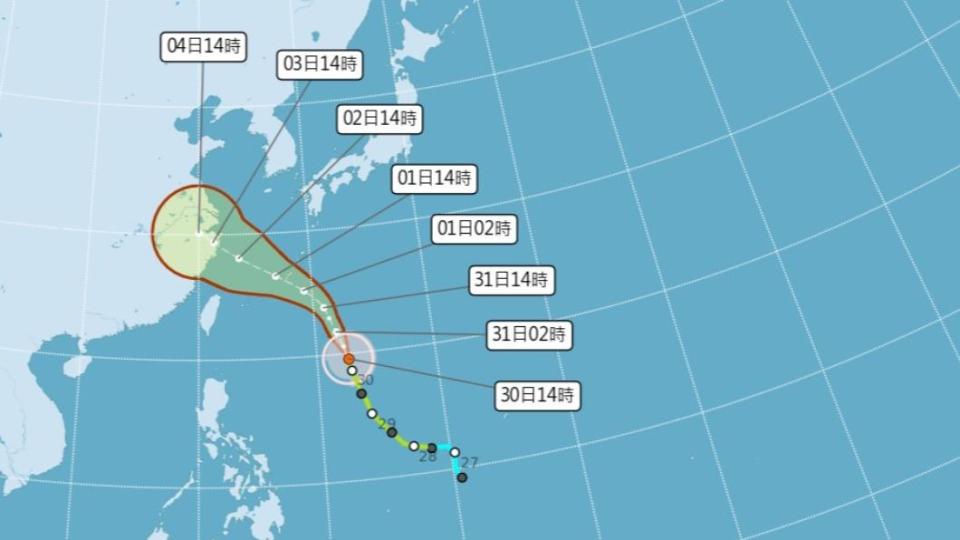 「卡努」颱風預估將不會對台造成直接影響。（圖／氣象局）