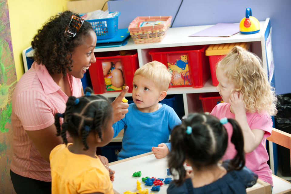 A teacher with kids