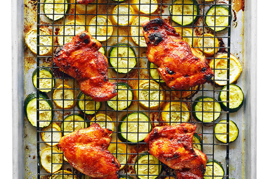 Spicy Chicken Thighs with Summer Squash