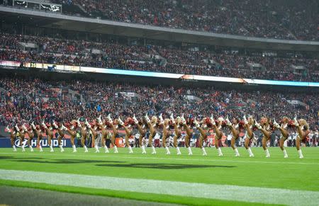 Oct 30, 2016; London, United Kingdom; Cincinnati Bengals cheerleaders perform during the game between the Bengals and the Washington Redskins at Wembley Stadium. Mandatory Credit: Steve Flynn-USA TODAY Sports