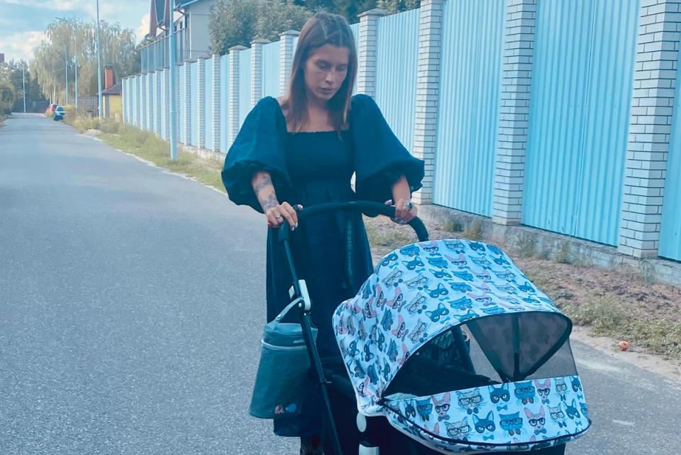 Oleksandra and her daughter pictured prior to Russia’s invasion in Kyiv, where Anna lives with her grandparents (supplied)