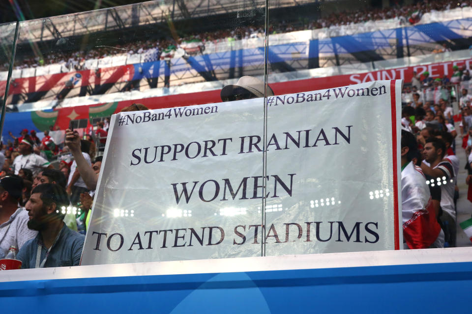 <span>Some women also brought signs with them to the World Cup. </span>Photo: Getty