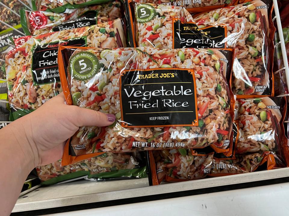 Vegetable-fried rice in a bag