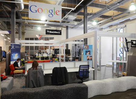 Major technology companies like Google and BlackBerry provide mentoring services to companies within Communitech in Kitchener's historic Tannery District in Kitchener, Ontario, March 18, 2014. REUTERS/Euan Rocha