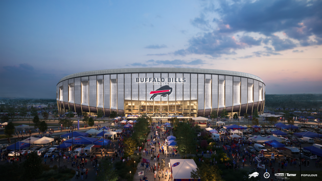 A rendering of the new $1.5 billion Buffalo Bills stadium in Orchard Park, to be completed in 2026.