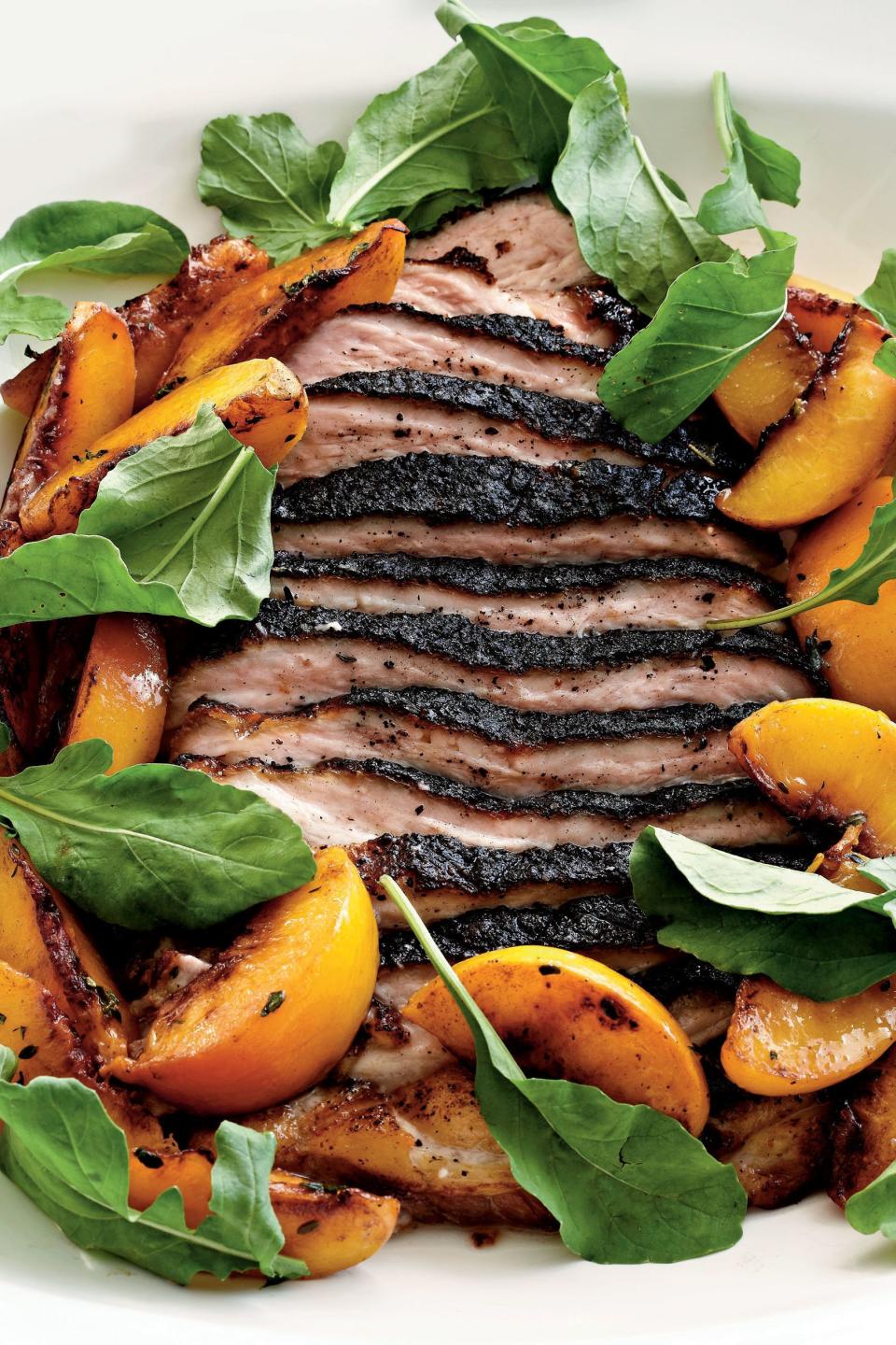 Roasted Pork Belly with Late Harvest-Peaches and Arugula