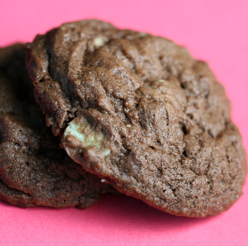 Chocolate chocolate mint chip cookies