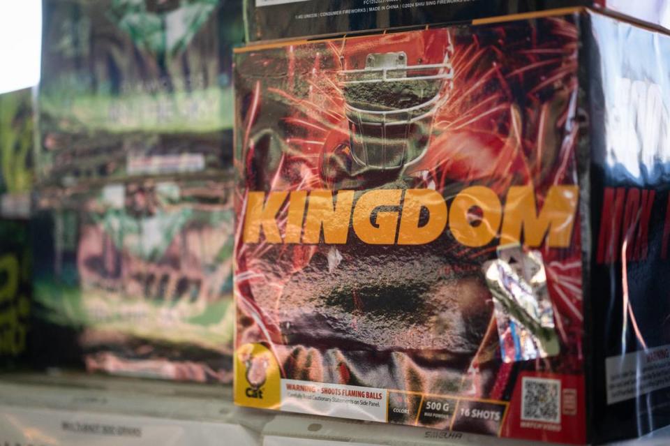 Several fireworks stores in the Kansas City area offer the Kingdom, a 16-shot red and gold firework produced by Black Cat that references the Kansas City Chiefs.