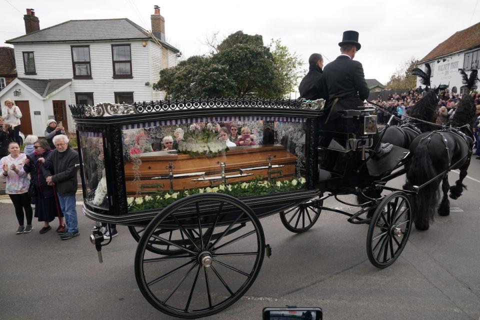 O’Grady’s funeral took place on Thursday near his home in Aldington, Kent (Yui Mok/PA) (PA Wire)