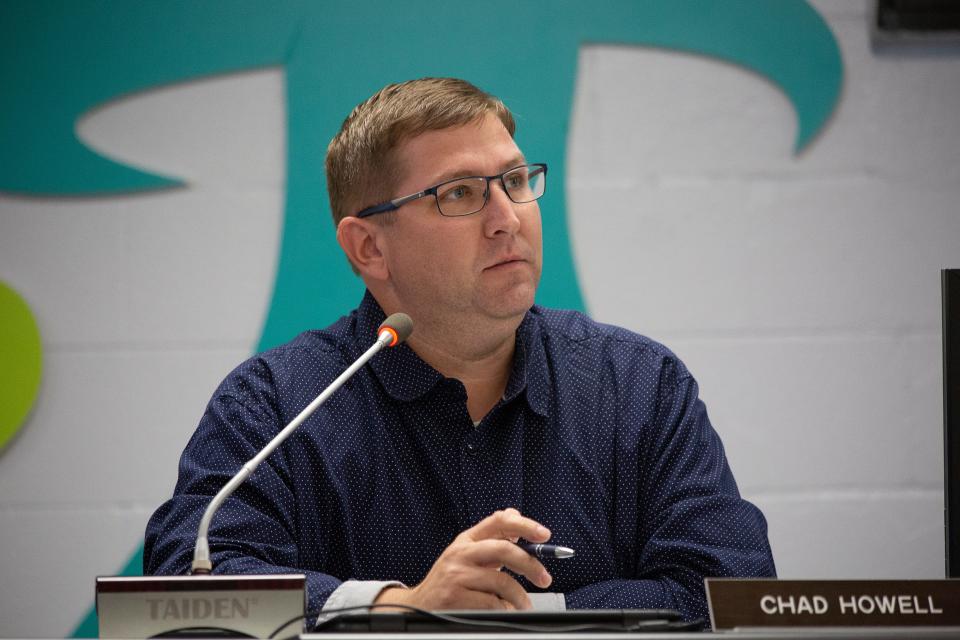 Maury County Public Schools board member Chad Howell attends a meeting naming Michael Hickman the next superintendent of the school district at Horace O. Porter School in Columbia, Tenn., on Monday, June 8, 2020. 