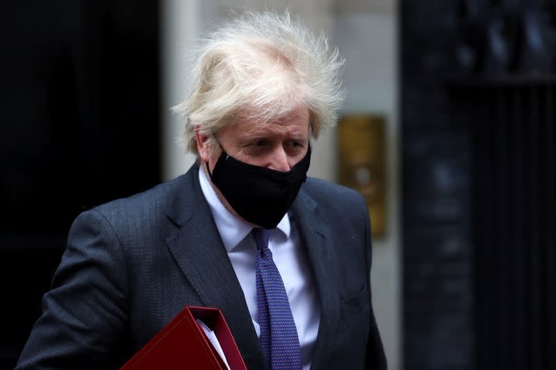 Britain's Prime Minister Boris Johnson leaves Downing Street in London