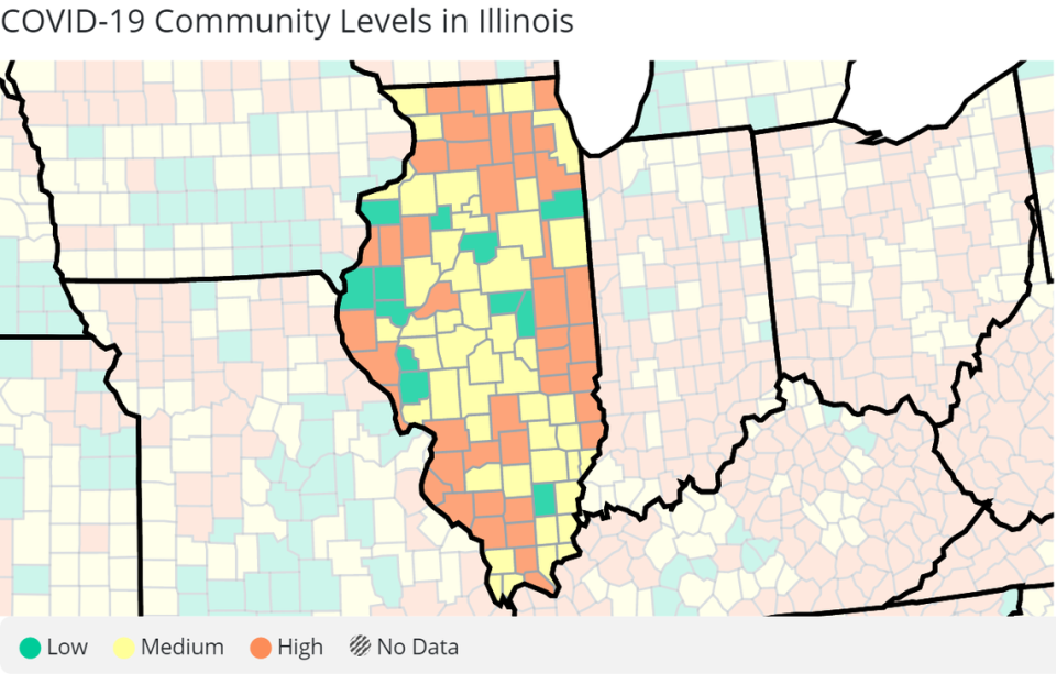 Here’s the latest CDC COVID-19 community levels in Illinois.