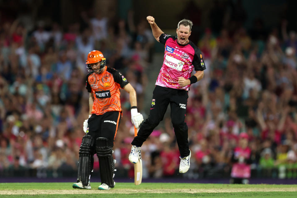 Dan Christian, pictured here celebrating a wicket for the Sydney Sixers in the BBL.