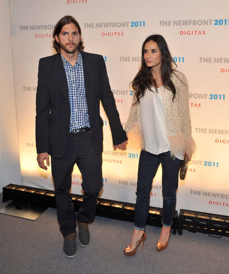 Ashton Kutcher and Demi Moore together in June.