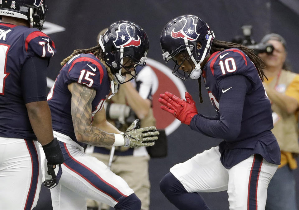 In the game with the highest total (50.5) on the board, Will Fuller and DeAndre Hopkins are primed for monster fantasy games. (AP Photo/David J. Phillip)