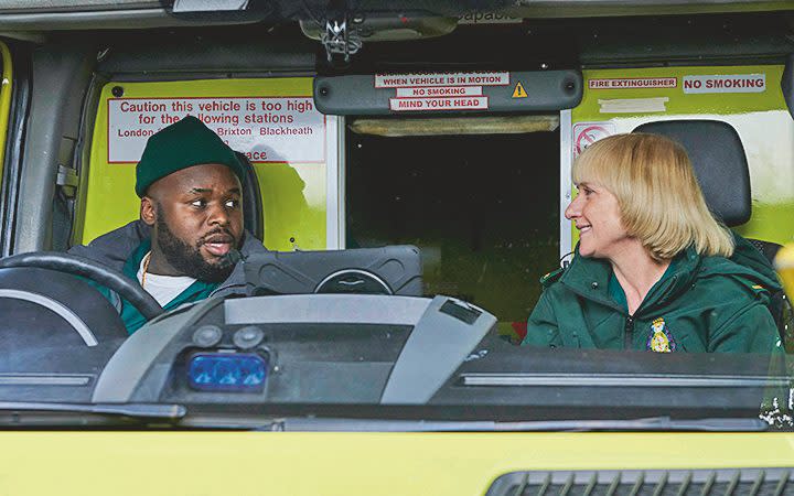 Samson Kayo and Jane Horrocks in comedy series Bloods -  Sky UK Ltd