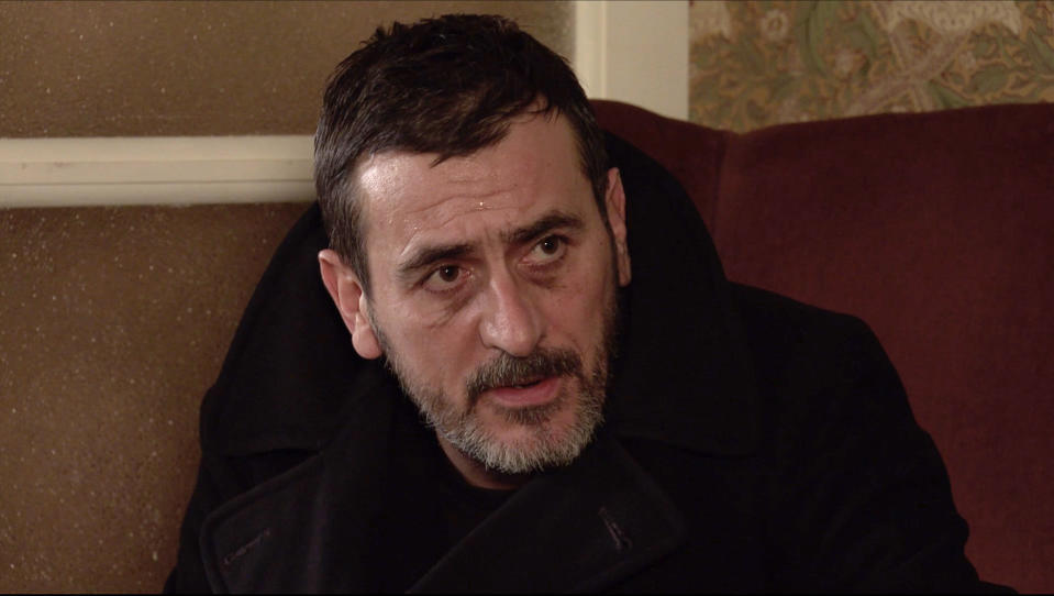 FROM ITV  STRICT EMBARGO -  No Use Before Tuesday 26th January 2021  Coronation Street - Ep 10238  Monday 1st February 2021 - 2nd Ep  Sweating profusely and on the brink of another seizure, Peter Barlow [CHRIS GASCOYNE] admits to Carla Connor [ALISON KING] that heÕs been tipping his medicinal whisky down the sink when KenÕs back is turned.   Picture contact David.crook@itv.com  This photograph is (C) ITV Plc and can only be reproduced for editorial purposes directly in connection with the programme or event mentioned above, or ITV plc. Once made available by ITV plc Picture Desk, this photograph can be reproduced once only up until the transmission [TX] date and no reproduction fee will be charged. Any subsequent usage may incur a fee. This photograph must not be manipulated [excluding basic cropping] in a manner which alters the visual appearance of the person photographed deemed detrimental or inappropriate by ITV plc Picture Desk. This photograph must not be syndicated to any other company, publication or website, or permanently archived, without the express written permission of ITV Picture Desk. Full Terms and conditions are available on  www.itv.com/presscentre/itvpictures/terms