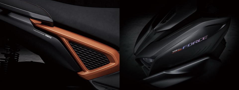 圖／2022 Yamaha Force 2.0 155 ABS車側獨特的外露結構造型，表現出極致的輕量感，珠光油墨煥彩烙印Logo，隨著光影散發不同變化。