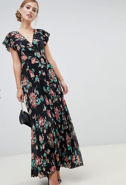 <strong>Sizes</strong>: 0 to 14<br /><a href="https://us.asos.com/asos-design/asos-design-pleated-maxi-dress-with-flutter-sleeve-in-floral-print/prd/10644828?clr=multi&amp;SearchQuery=&amp;cid=13934&amp;gridcolumn=2&amp;gridrow=16&amp;gridsize=4&amp;pge=1&amp;pgesize=72&amp;totalstyles=809" target="_blank" rel="noopener noreferrer">Get it at Asos</a>, $72.&nbsp;