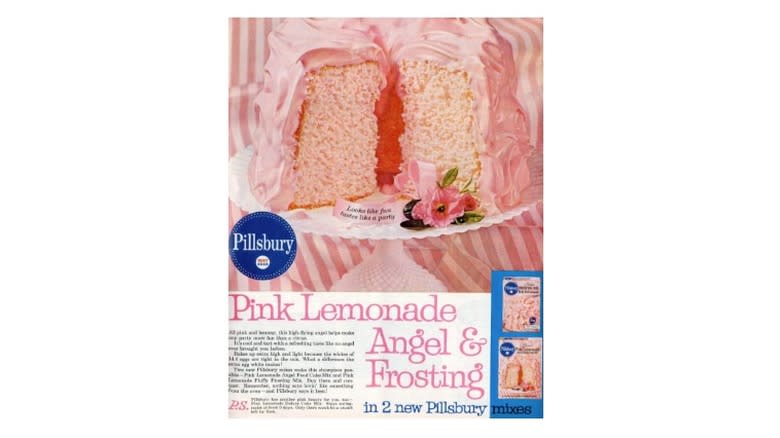 Ad for Pillsbury Pink Lemonade Angel Food Cake Mix from 1960s