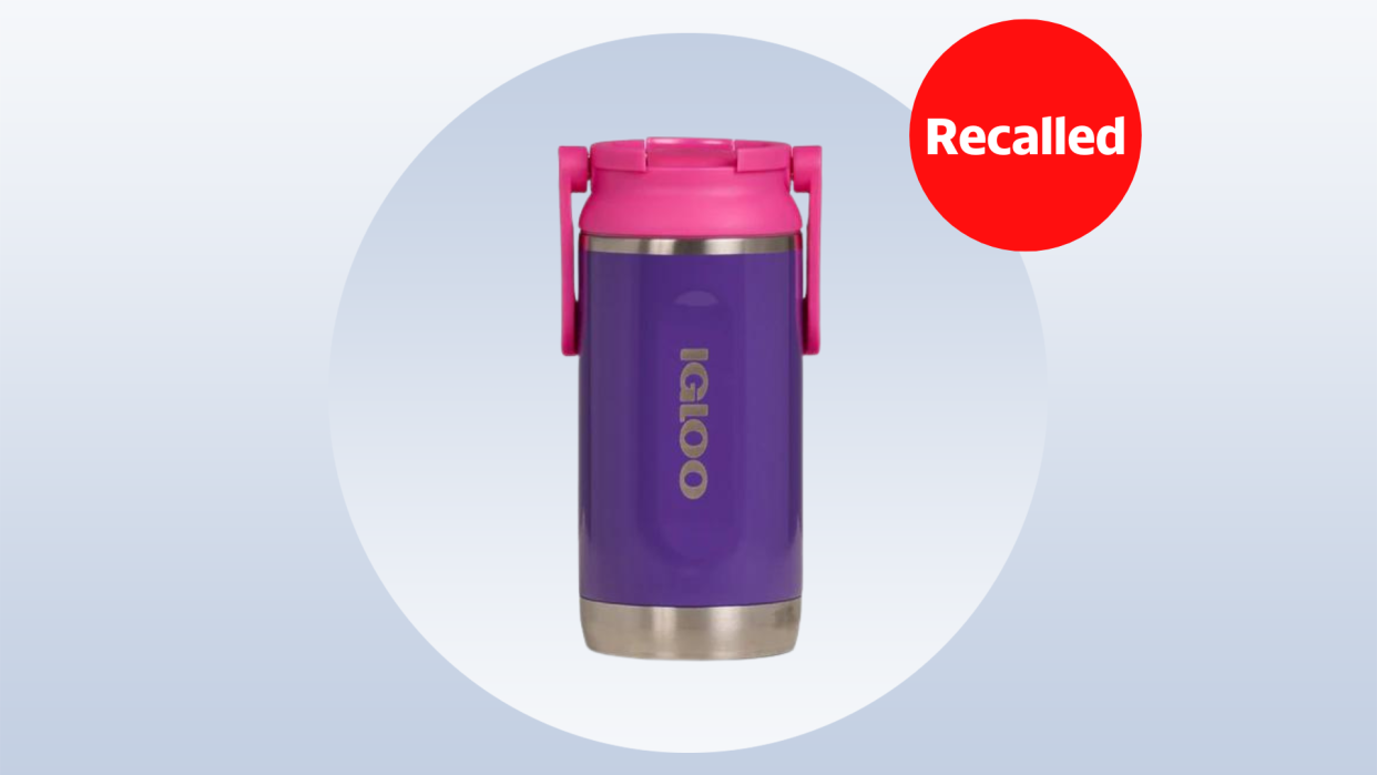 pink and purple Igloo water bottle