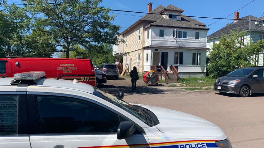 This duplex on Dominion Street was one of the Moncton residences raided by Codiac Regional RCMP on Wednesday morning.