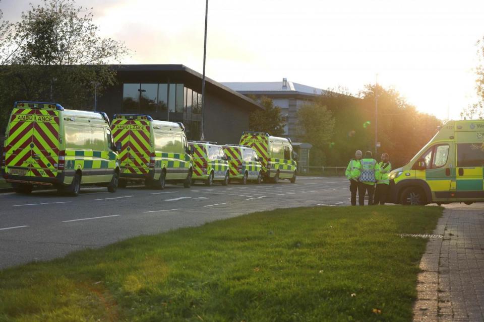 Emergency services descend on the scene Bermuda Park, Nuneaton (PA)