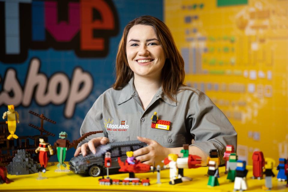 Danielle Ross broke a ceiling made of Legos when she became the first and only female mater builder at LEGOLAND New York.