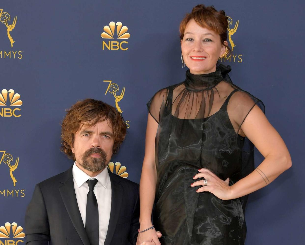 Peter Dinklage (L) and Erica Schmidt attend the 70th Emmy Awards at Microsoft Theater on September 17, 2018 in Los Angeles, California