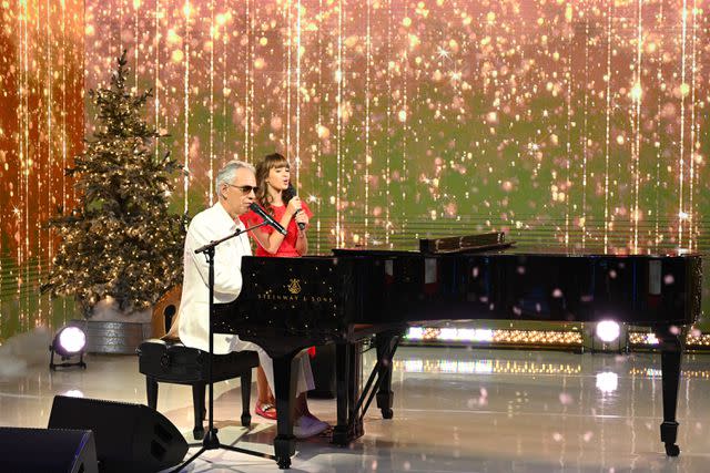 <p>ABC News/Paula Lobo</p> Andrea Bocelli and Virginia perform on Good Morning America