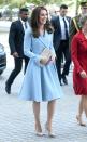 <p>Taking on the role of <a href="https://www.townandcountrymag.com/society/tradition/a9639696/kate-middleton-luxembourg-visit/" rel="nofollow noopener" target="_blank" data-ylk="slk:"Brexit Ambassador,";elm:context_link;itc:0;sec:content-canvas" class="link ">"Brexit Ambassador,"</a> the Duchess Kate visited Luxembourg to strengthen ties between the United Kingdom and the European Union. For her first event on the solo trip, she paired a baby blue coat dress by Emilia Wickstead with nude L.K Bennett pumps and a matching clutch.</p>