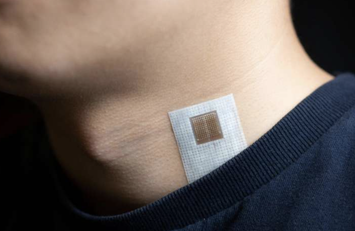 Worn on the neck or chest, the patch monitors blood flow through major arteries and veins. (Nature Biomedical Engineering journal)