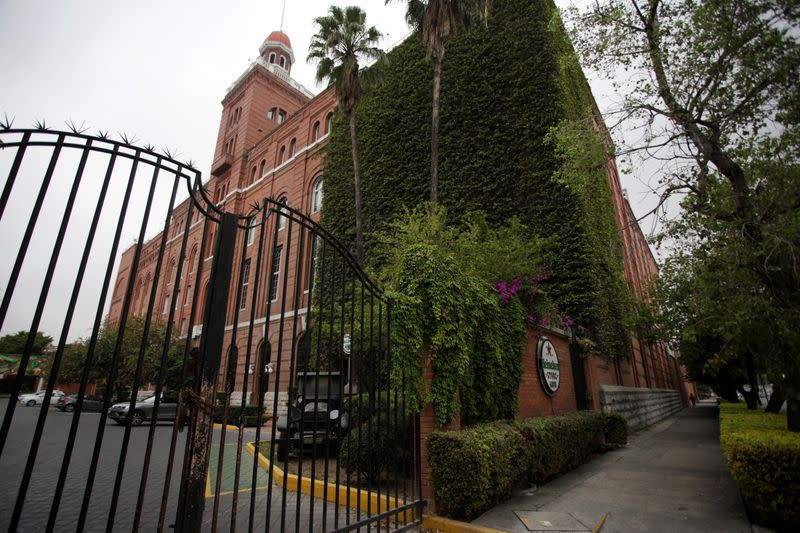 A general view shows the Cuauhtemoc Moctezuma brewery, a subsidiary of Heineken, after the company suspended production and distribution from its seven plants in Mexico, in Monterrey