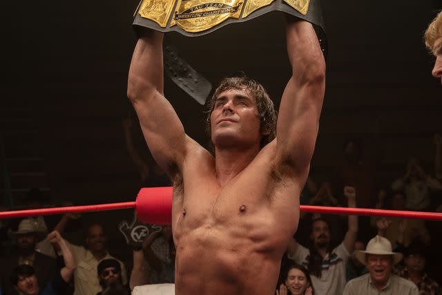 <p>Brian Roedel/A24</p> Zac Efron as Kevin Von Erich in <em>The Iron Claw</em> (2023)