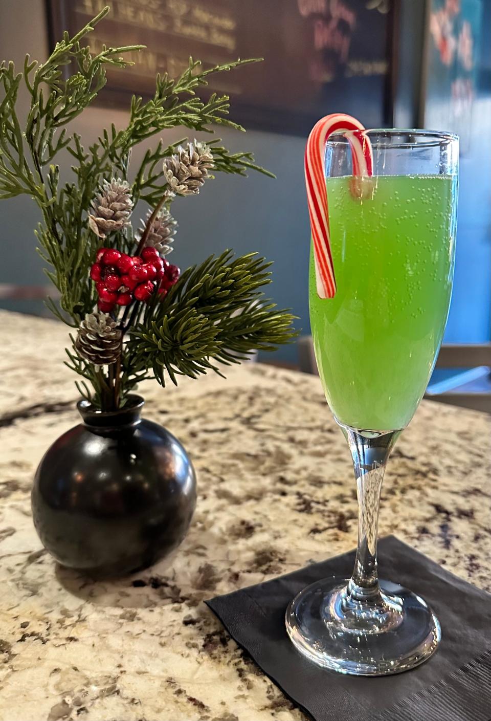 Get your Grinch on with this holiday bellini at Fronimo's Downtown in Canton.