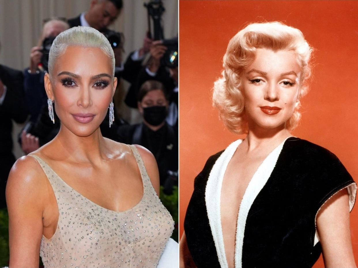 Kim Kardashian (left) and Marilyn Monroe (right).