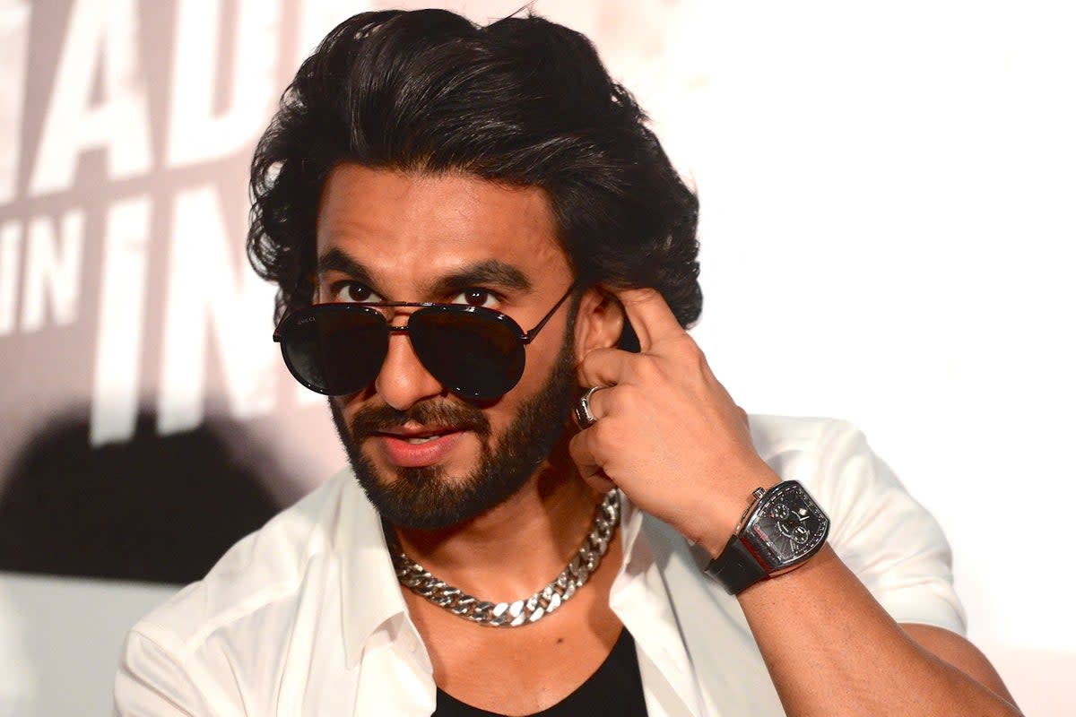 Bollywood actor Ranveer Singh poses for pictures during the launch event of the film ‘Made in India’ in Mumbai on 28 May 2022 (AFP via Getty Images)