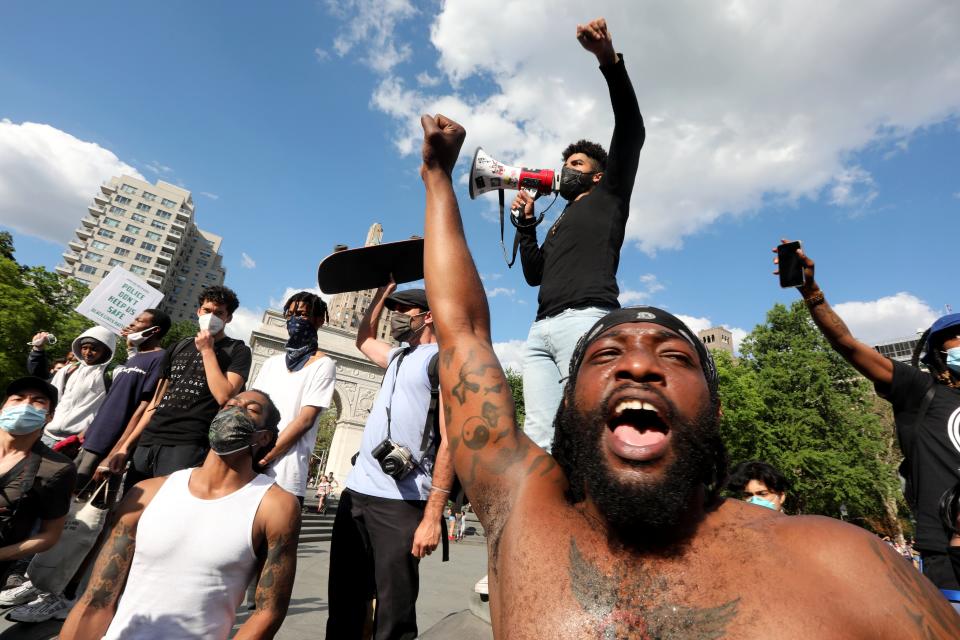 Oscar Vera of New York City was among several thousand protestors who marched through Manhattan on May 30, 2020 to protest the death of George Floyd in Minneapolis earlier that week.