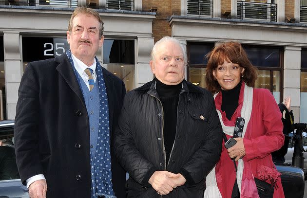 (L-R) John Challis, Sir David Jason and Sue Holderness, pictured in 2014 (Photo: Danny Martindale via Getty Images)