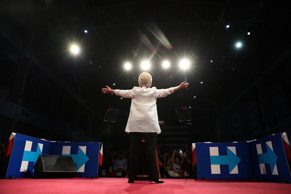 Democratic presidential candidate former Secretary of State Hillary Clinton speaks during a primary night event on June 7, 2016 in Brooklyn, New York. (Photo: Justin Sullivan/Getty Images)