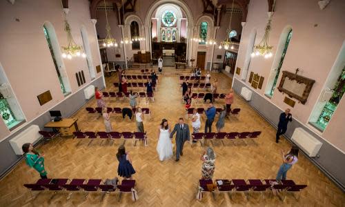 A socially-distanced wedding in Liverpool