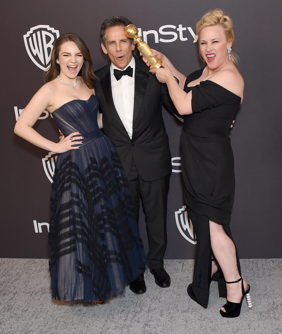 BEVERLY HILLS, CA - JANUARY 06: Ben Stiller, daughter Ella (L), and Patricia Arquette attend the InStyle And Warner Bros. Golden Globes After Party 2019 at The Beverly Hilton Hotel on January 6, 2019 in Beverly Hills, California.  (Photo by Gregg DeGuire/WireImage)