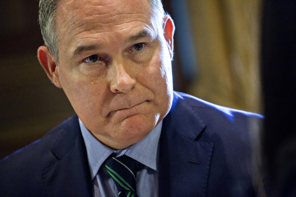 EPA Administrator Scott Pruitt spoke at Heartland's conference on Nov. 9.&nbsp; (Photo: Bloomberg via Getty Images)