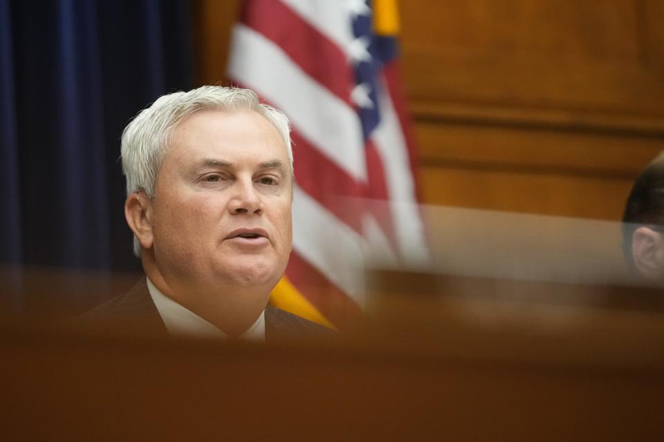 Oversight Committee Chairman James Comer, R-Ky., speaks on Sept. 28, 2023, during the House Oversight committee hearing on the basis for an impeachment inquiry of President Joe Biden.