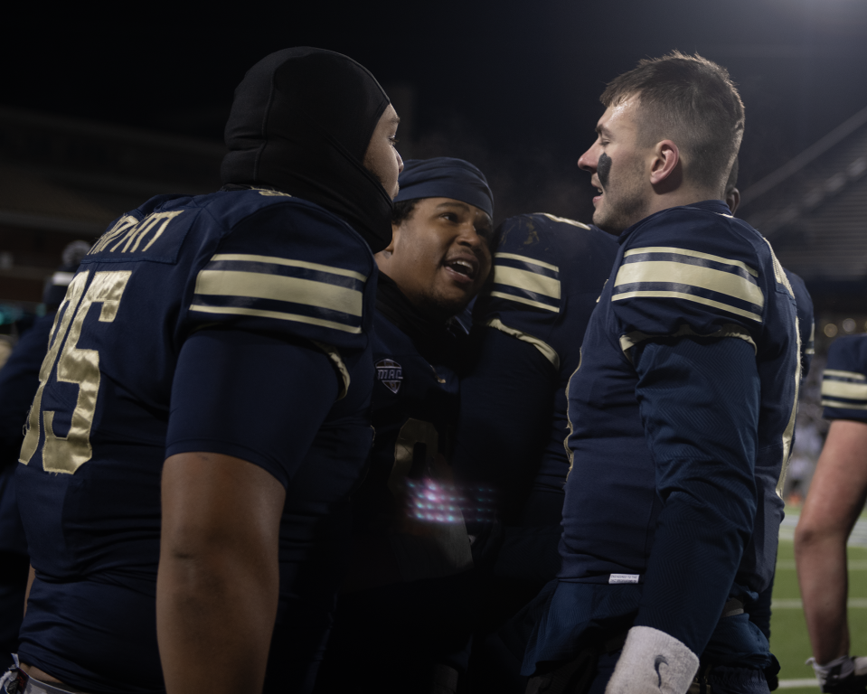 Zips quarterback Jeff Undercuffler Jr. after scoring late in the fourth quarter Wednesday against Kent State to put the Zips on top.
