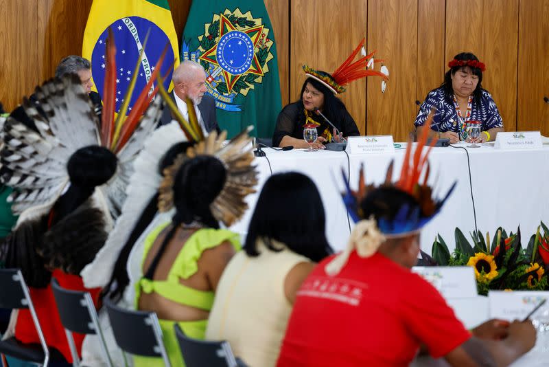 Indigenous people take part in the Terra Livre (Free Land) protest in Brasilia